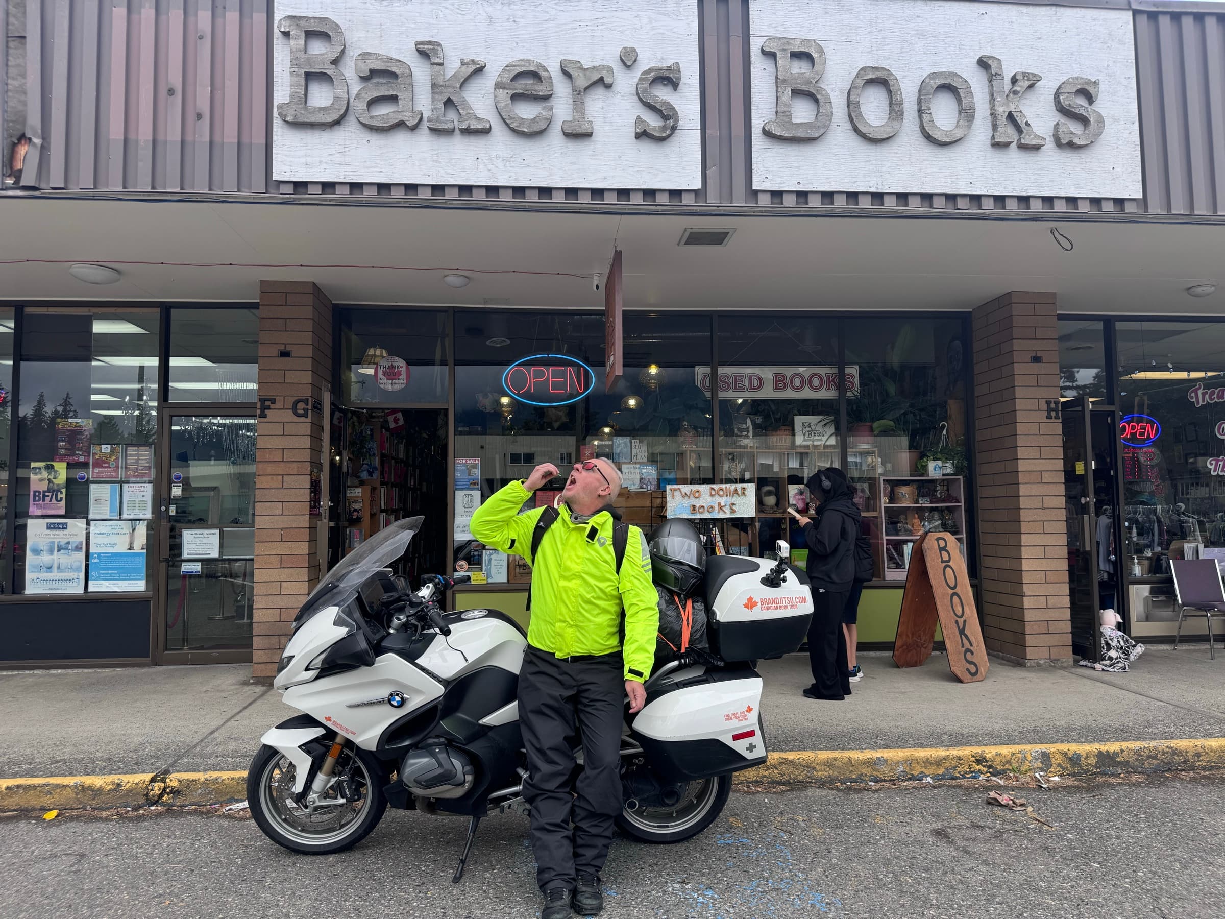 Michael Dargie outside Baker’s Books on the BrandJitsu® Canadian Book Tour